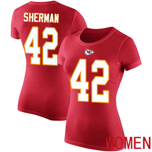 Women Kansas City Chiefs #42 Sherman Anthony Red Rush Pride Name and Number NFL T Shirt->nfl t-shirts->Sports Accessory